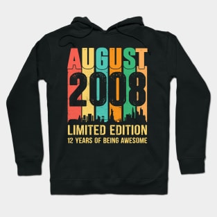 August 2008 12 Years Old 12th Birthday Gift Kids T-Shirt Hoodie